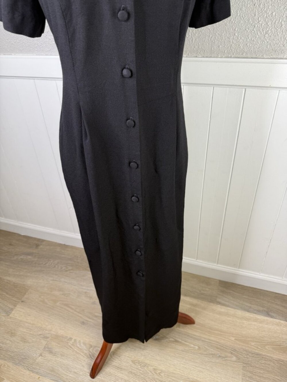 Vtg 90s Asian Inspired Dress Sz 10 Black Embroidered Asian Inspired Goth Grunge - Picture 7 of 16
